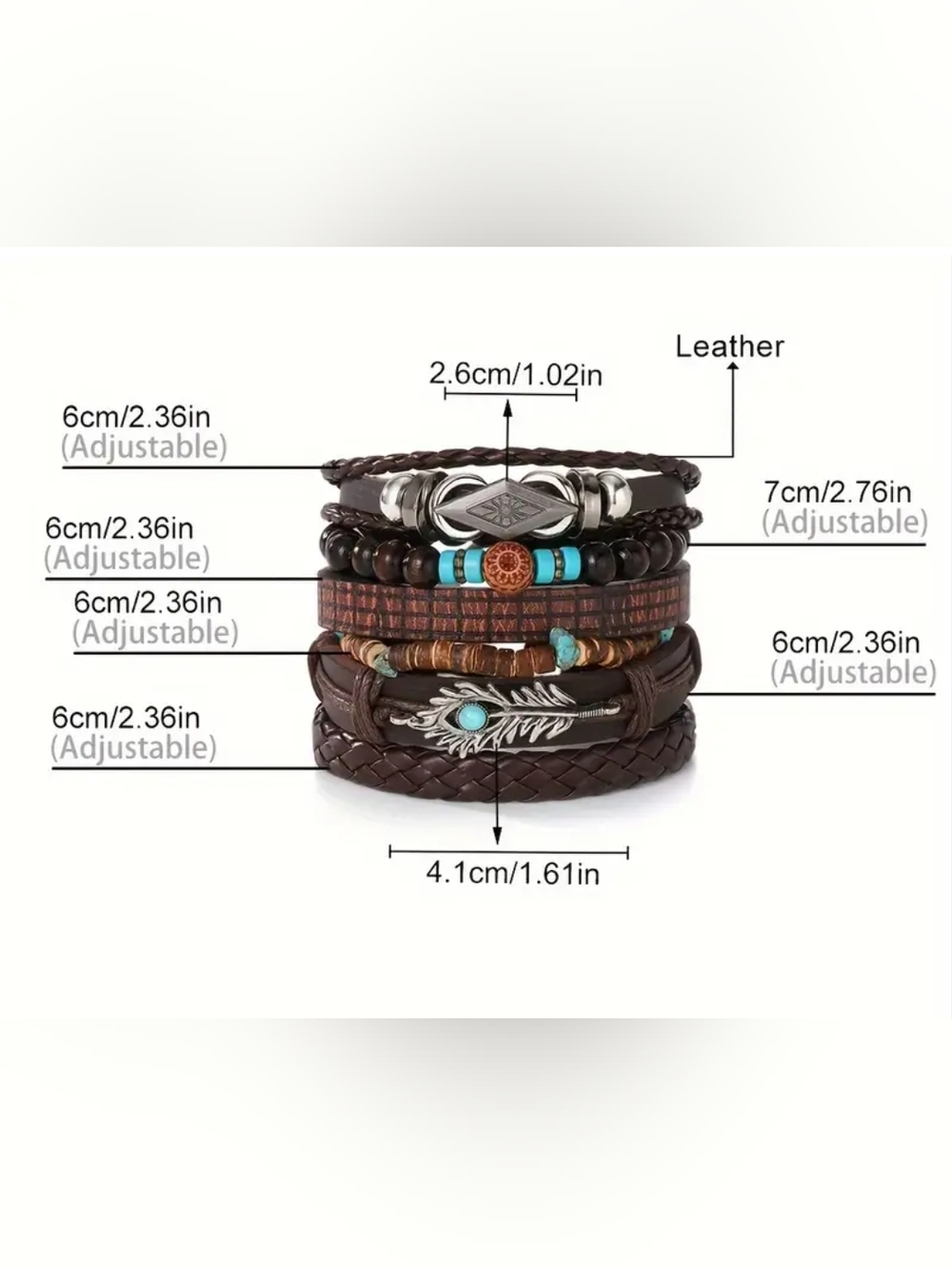 Brown Retro Bracelets Turquoise Brown Western Style Women Teen Silvery Jewely - Picture 7 of 7